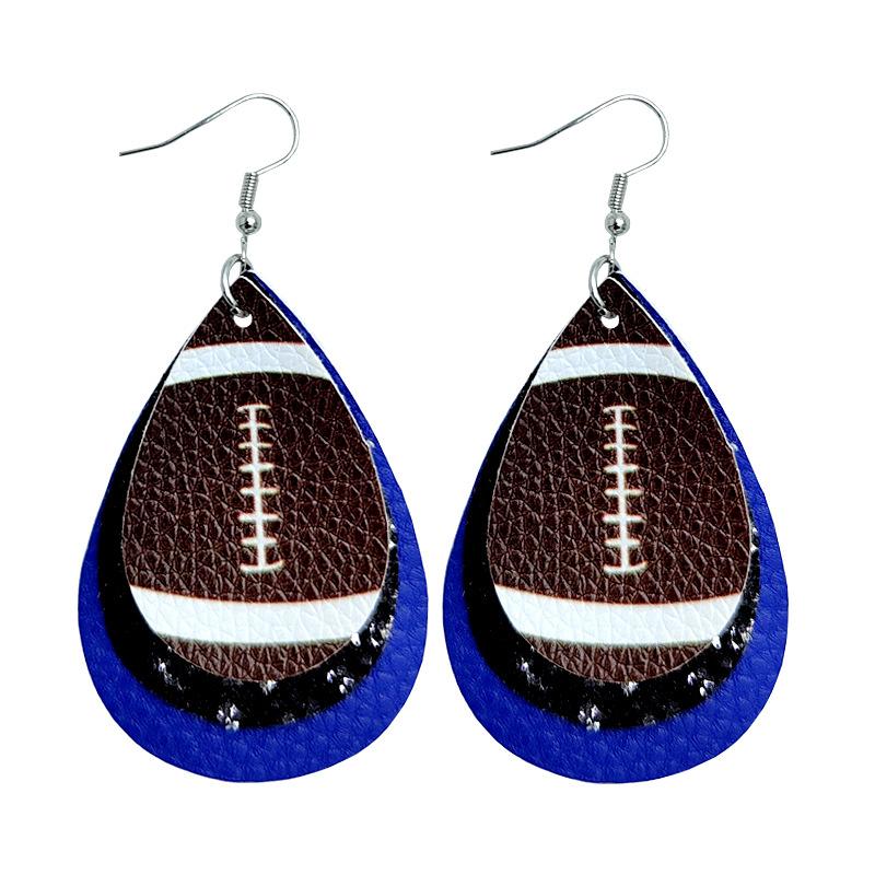 Rugby Drop Leather Earrings Multi-Layer Christmas Earrings