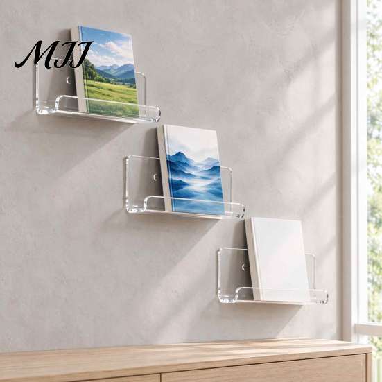 Sturdy Stands for Lightweight Items Floating Mini Shelves Collectibles, Clear Acrylic Wall Mounted Tiered Display Desk Stands, Invisible Minimalist