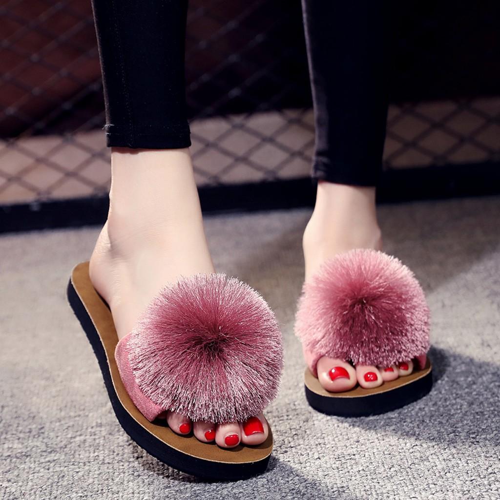 Beach Shoes Sandals Home Flip-Flops Hair Flat Slipper Breathable Women Women'S Womens Slippers Fuzzy Women Soft Plush Slippers