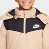 Nike Comfortable Color Block Hooded Duck Down Mid-Length Jacket Kids outerwear Khaki HV7185-200