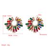 Alloy Inlaid Colored Rhinestone Sunflower Earrings For Women Fashion Dinner Ear Jewelry