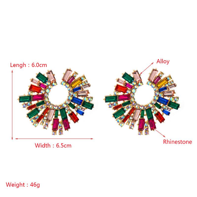 Alloy Inlaid Colored Rhinestone Sunflower Earrings For Women Fashion Dinner Ear Jewelry