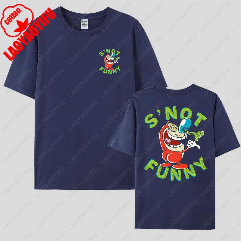 80s Ren Stimpy Show Television Nickelodeon Cartoon Double Sided Tshirt Medium Harajuku Lovely Summer Style Hipster Cotton Tees