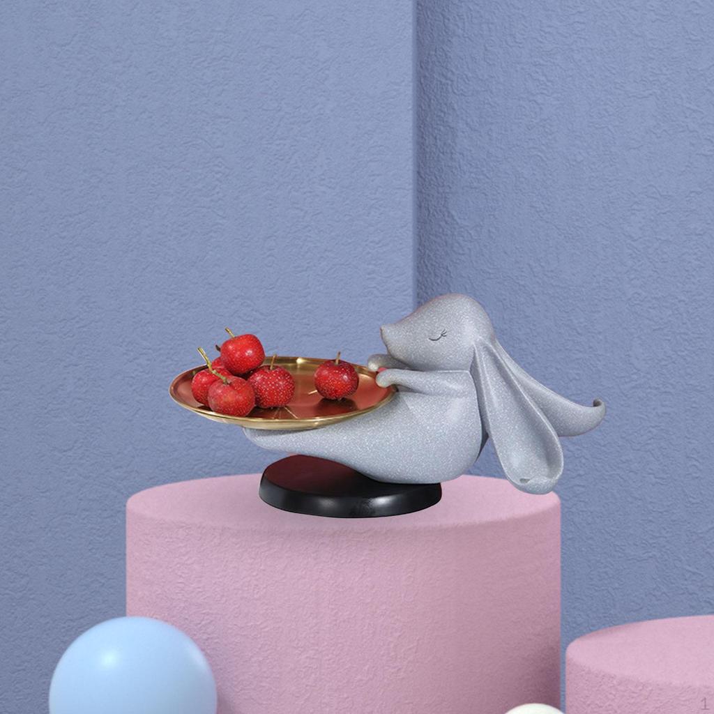 Figurine Storage Tray Cake Stand Bunny Statue for Table Year Decoration