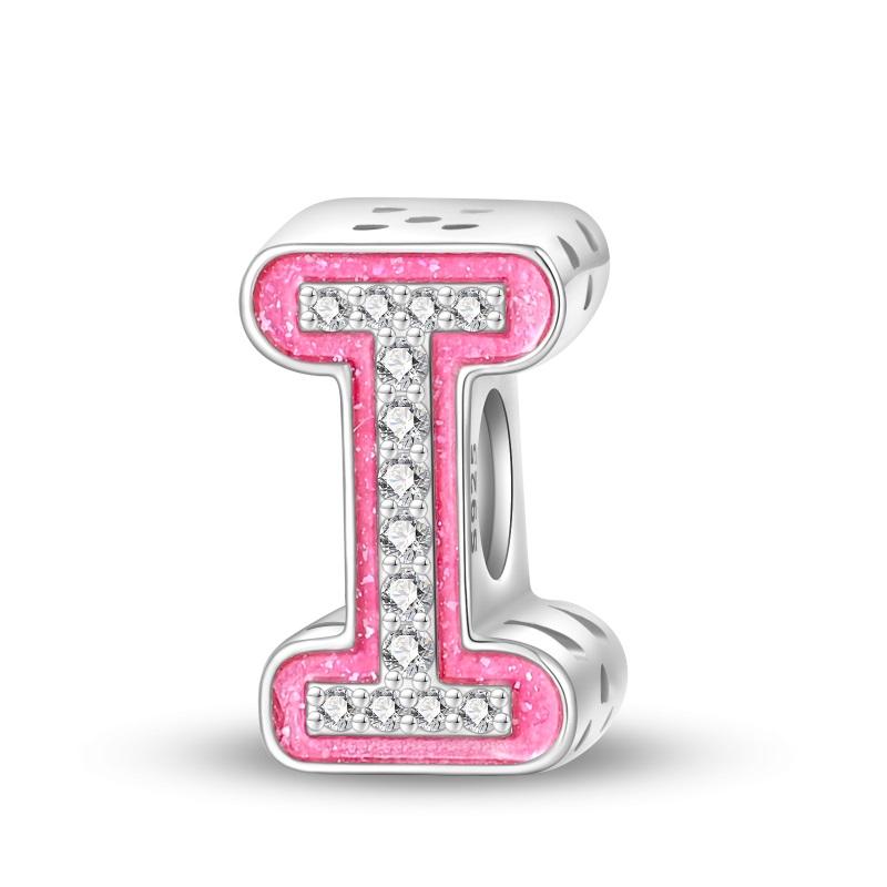 Měď Originální 26 Růžová Barbie Písmena Korálky přívěsky Pasují na Náramek Náramek Náhrdelník Ženy Luxusní DIY Šperky Jemný Dárek