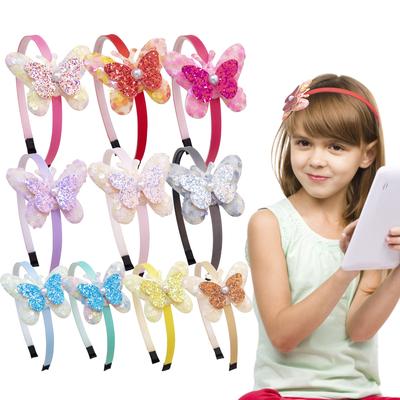 1 Stück Glitzer Doppel Schmetterling Stirnbänder Niedliche Kinder Plastik Haarbänder Mädchen Party Haaraccessoires