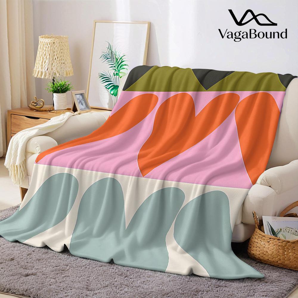 Retro Multi Color Heart Layers Flannel Blanket Warm Soft Halloween Christmas Couch Warm Cozy Decorative Decor for All Season