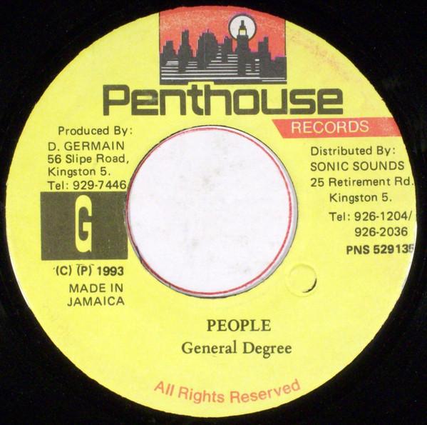 

7-дюймовая пластинка GENERAL DEGREE - People / Remix PNS529135 Penthouse Records 1993 Ямайка Регги, Ска и Даб Б/У