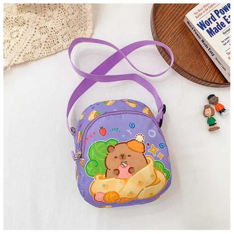 Cartoon Printed Capybara Shoulder Bag Children Outdoor Leisure Crossbody Bag
