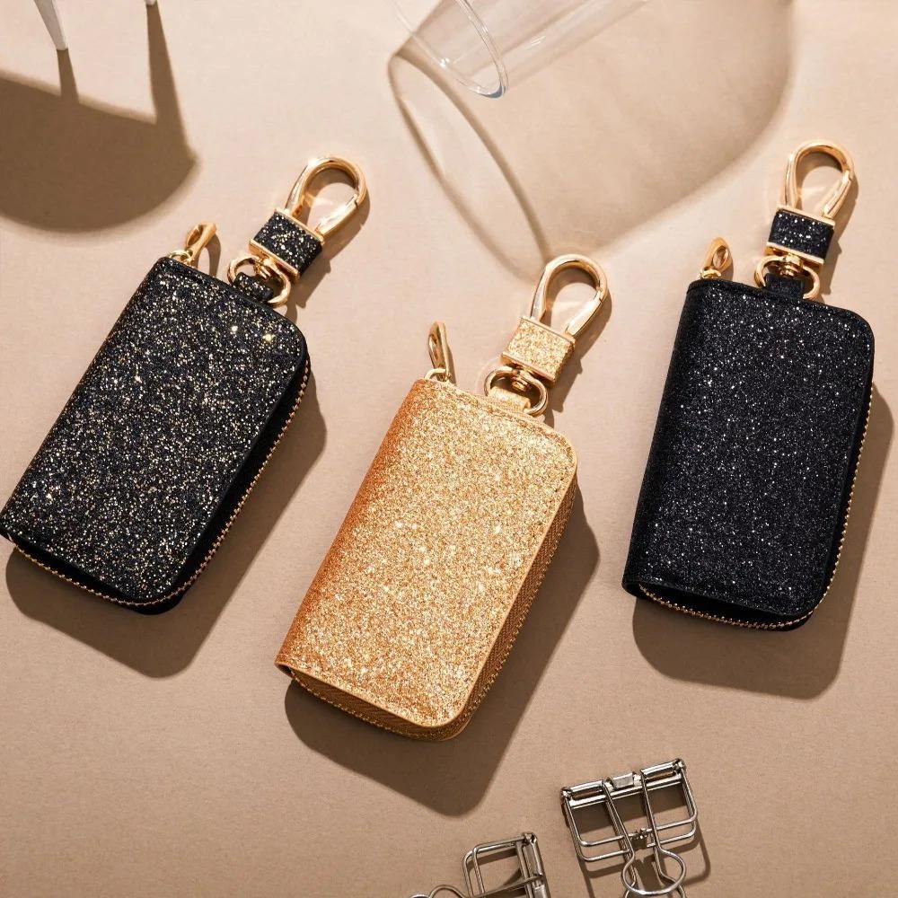 PU Key Pouch Zipper Key Holder Organizer Car Keys Bag Wallet Keychain Fashion Simple Keys Cases Bags Men Women Car Protect Cover