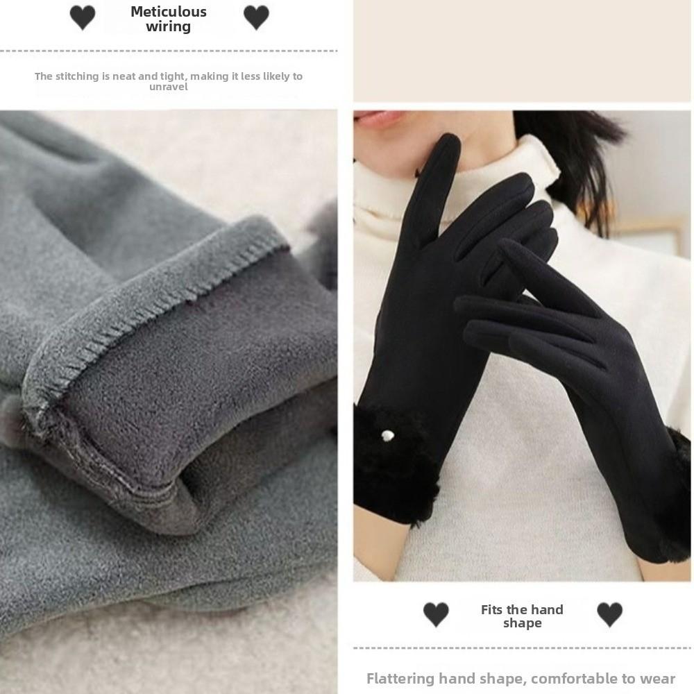 Velvet Winter Gloves Windproof Women Mittens All-Match Plush Gloves  Outdoor