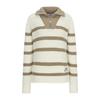 MARTINE GOLF Stripe Half Zip Up Knit_Off-White