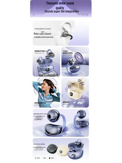 S6pro Wireless Open-Ear Bluetooth Earphones with Digital Display - Compatible with Huawei Cross-Border