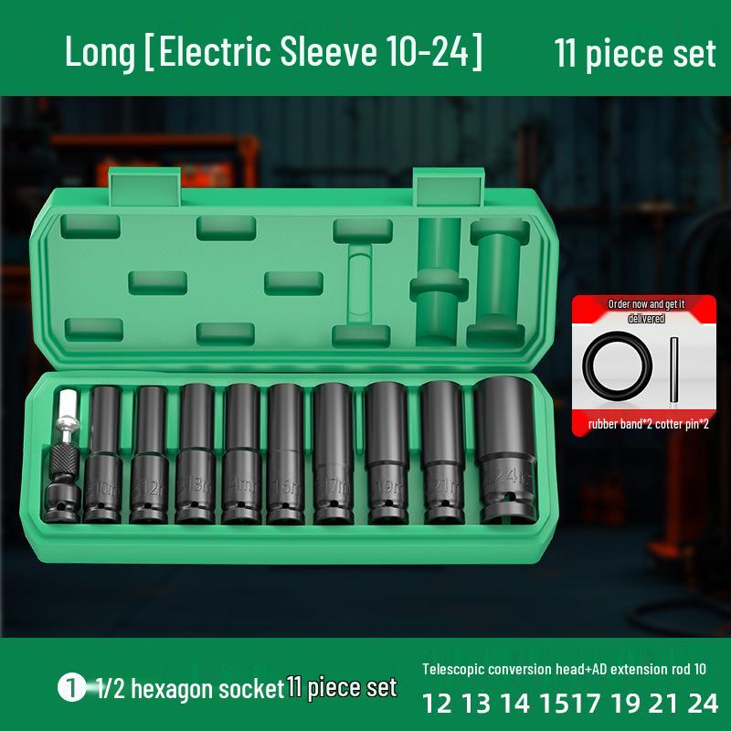 Umfassendes Elektroschrauber-Set mit verlängerten Sechskantstecknüssen – Groß, Mittel, Klein