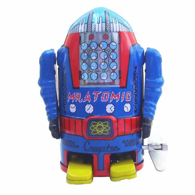 MS632 Tinplate Retro Space Robot Ornament - Nostalgic Handicraft Toy Gift синий