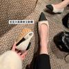 Spot black one-pedal, spring and autumn new expensive gold chain pointed head shallow mouth tweed flat-soled temperament single shoe