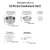 304 Stainless Steel Cookware Set: Non-Stick Maifan Stone Wok, Flat Frying Pan & Stockpot with Removable Handle