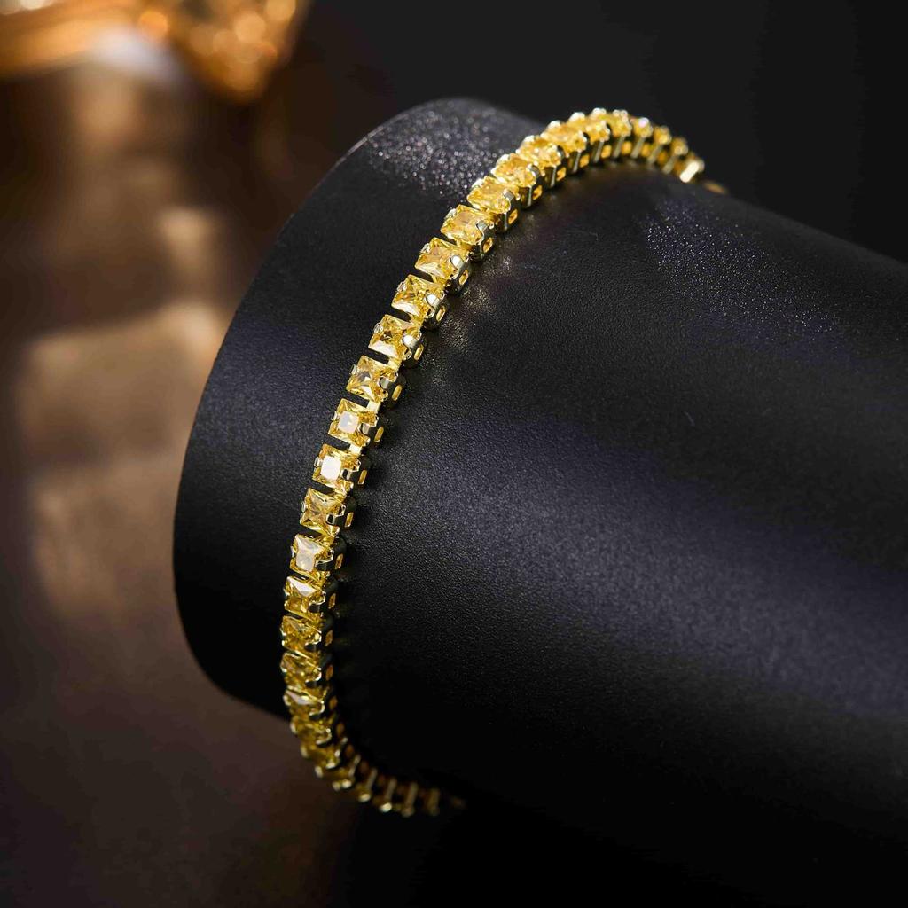 Round Color Zirconium Tennis Bracelet Single Row Full of Diamonds Color Zircon Bracelet Light Luxury Fashion Commuter Versatile Jewelry 2026