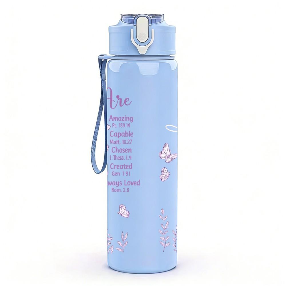 1PC You Are Enough Inspirational Quote 750ml Color Plastic Sports Water Bottle Leakproof Flip Straw Lid Suitable for Sports Office Home Use