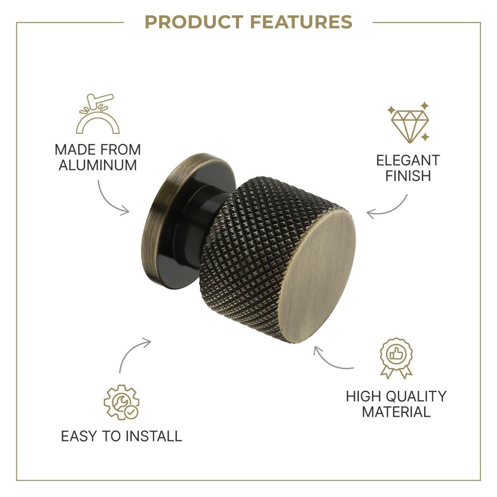 30 Piece Knobs for Drawers – Aluminum Door Knobs, Modern Cabinet Pulls for Kitchen, Office, and Cupboards & Dressers (Antique Finish)