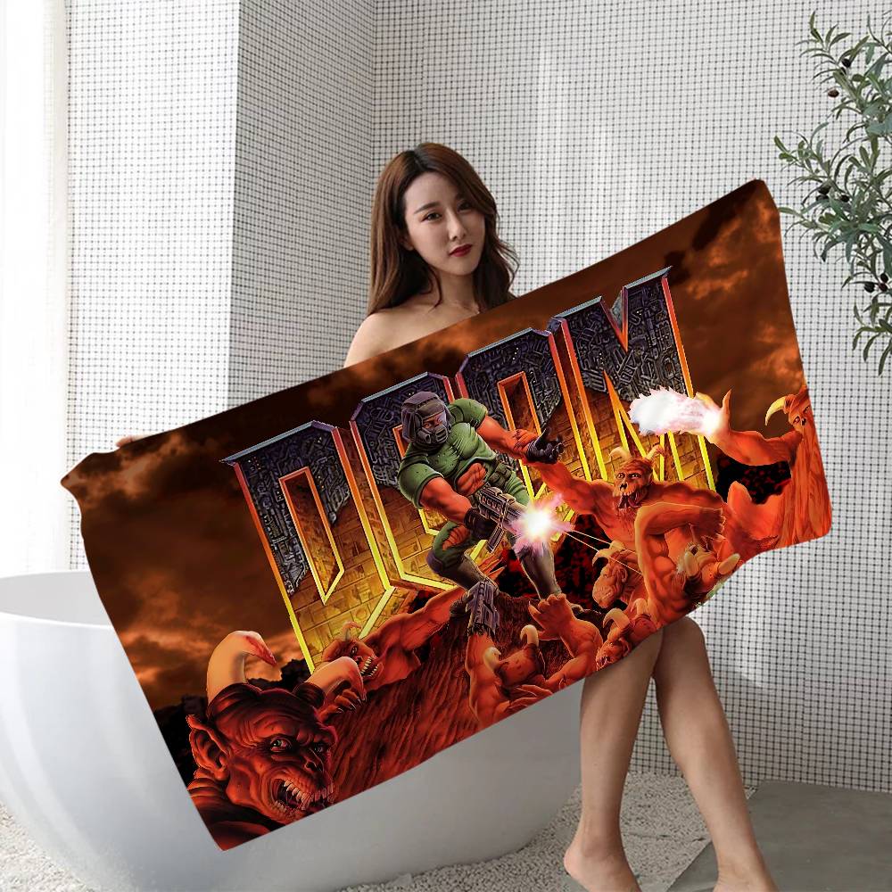 Game D-DoomS E-Eternal Microfiber Printed Beach Towel Mountain Climbing Yoga Beach Swimming Running Absorbent Soft Towel