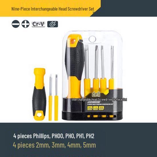 Deli Tools Chrome Vanadium Screwdriver Set: Phillips, Flathead, Torx