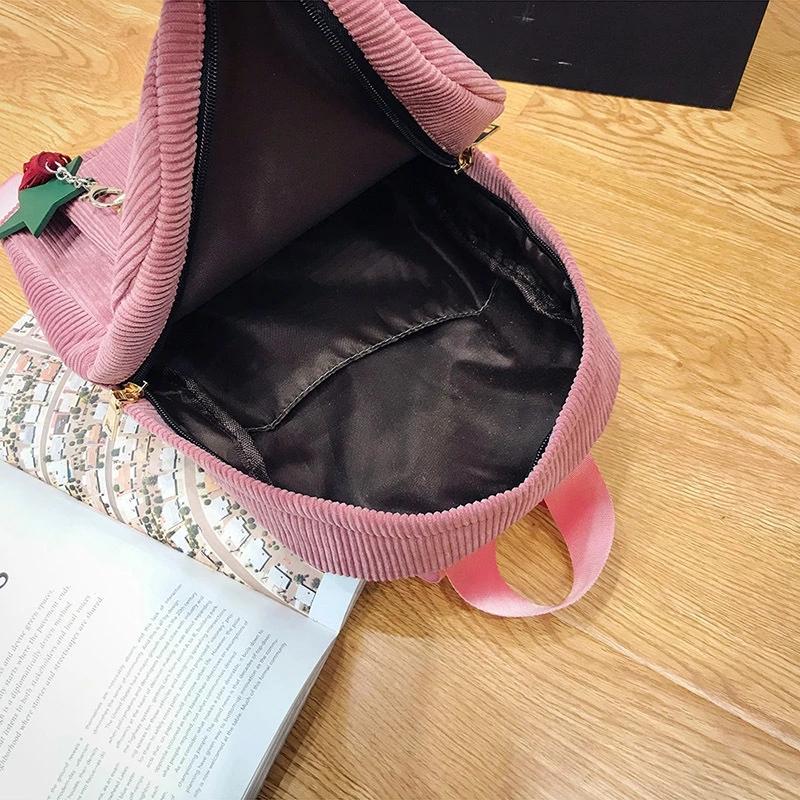 Women Mini Corduroy Backpack Female Soft Canvas Fabric Shoulder Bag Ladies Cute Small Travel Bags Backpack For Teenage Girls