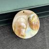 2Pcs, Natural Shell Mother of Pearl Beads with Hole, Boho Handcrafted Round Loose Beads, 50mm, for DIY Necklace Accessories, Creative Jewelry Making