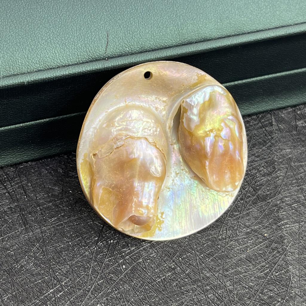 2Pcs, Natural Shell Mother of Pearl Beads with Hole, Boho Handcrafted Round Loose Beads, 50mm, for DIY Necklace Accessories, Creative Jewelry Making