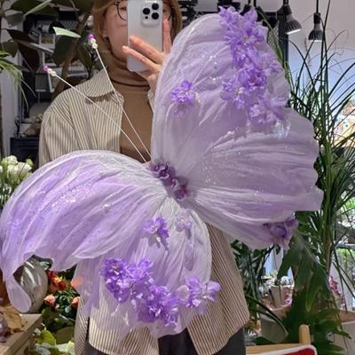 NEW 3D Simulated Flowers 40CM Colorful Veil Butterfly Large-scale Giant Layout Background Decoration Road