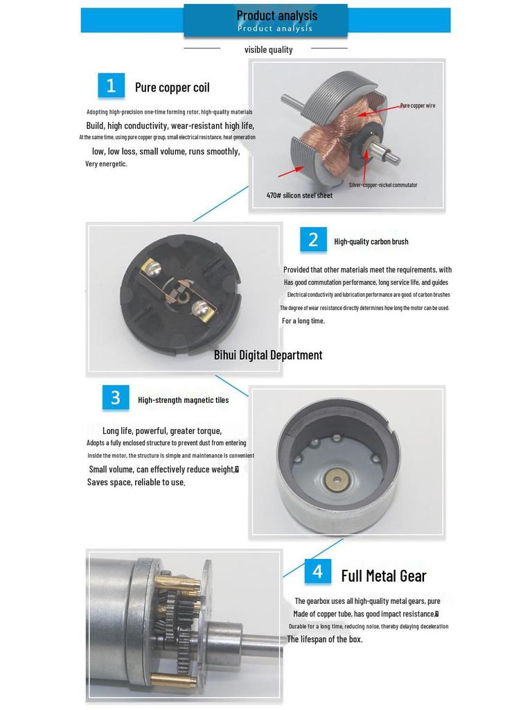 JGB37-520 Hall Encoder DC Gear Motor for 4WD Balance Smart Car, 6V-12V