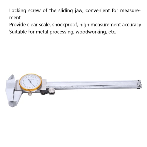 Walfront Dial Caliper 0-150mm 0.02mm Vernier Caliper Steel Impact Resistant Adjustable Caliper Measuring Tool with Depth Rod, Industrial Tool
