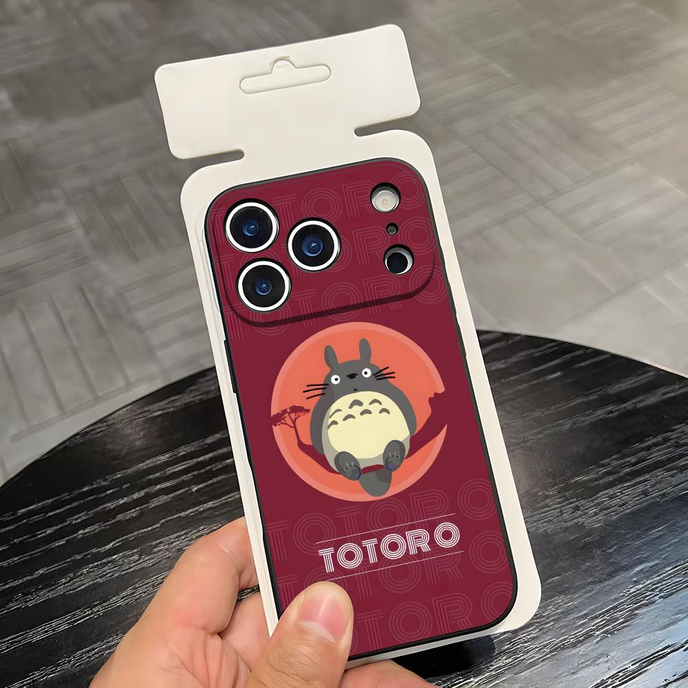 Cartoon T-Totoros Phone Case For IPhone 17 Air 16 E Pro Max 15 14 13 Mini 12 Pro 11 Max Plus Black Soft Shell