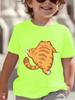 Cute Chubby Orange Tabby Cat Crawling Cartoon Pet Graphic Print T Shirt Family Matching Boys Girls Kids Casual Short Sleeve Tops