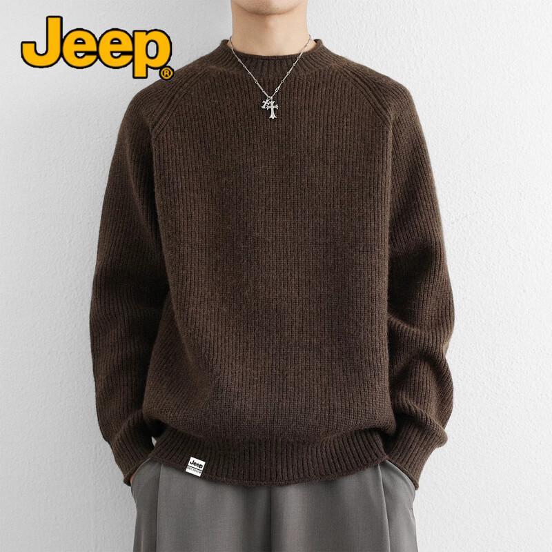 JEEP Men's Heavyweight Crew Neck Knit Sweater