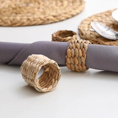 Handmade Woven Natural Rattan Grass Napkin Ring Gourd Grass Napkin Ring Buckle Grass Woven Meal Ring Dining Table Decoration