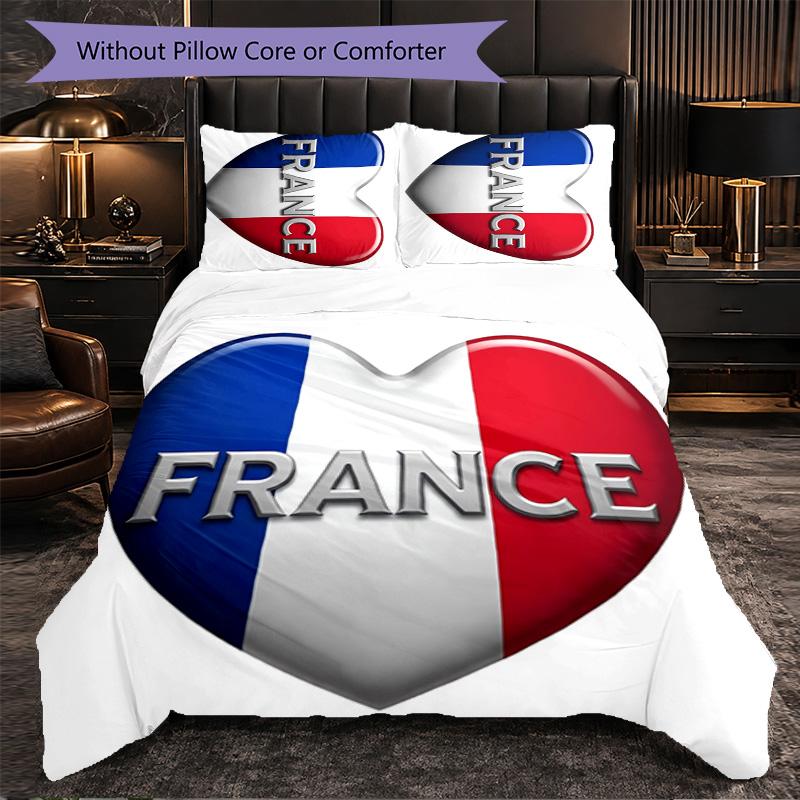France national football team 3 Piece Bedding Set Soft Duvet Cover Set with Pillowcases Printed Bedroom Decor Set for Home