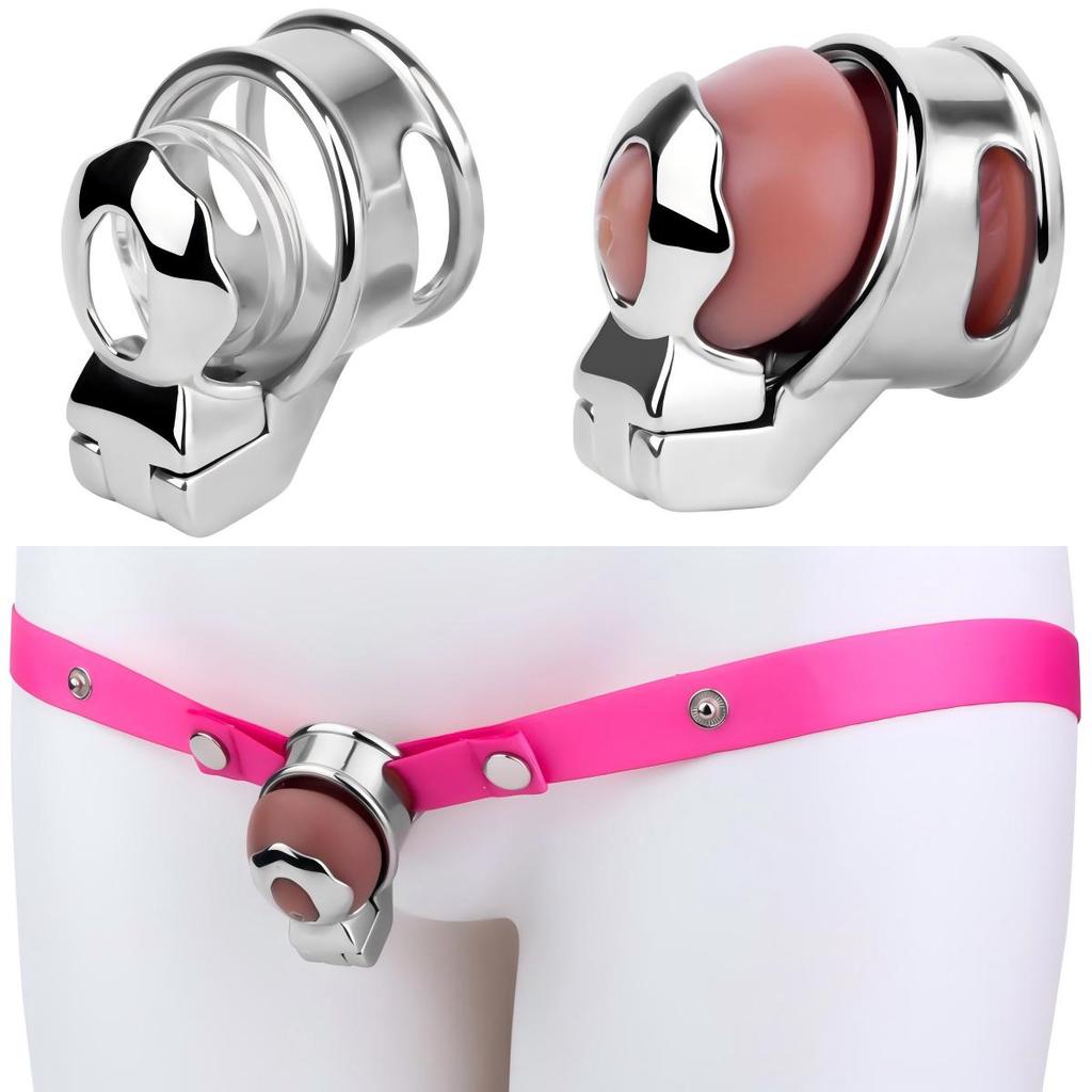 FRRK NO Ring Detachable Male Chastity Device Urethra Lock Strap Belt No Base Ring Restraint Wearable Toy for Intimate Play Set