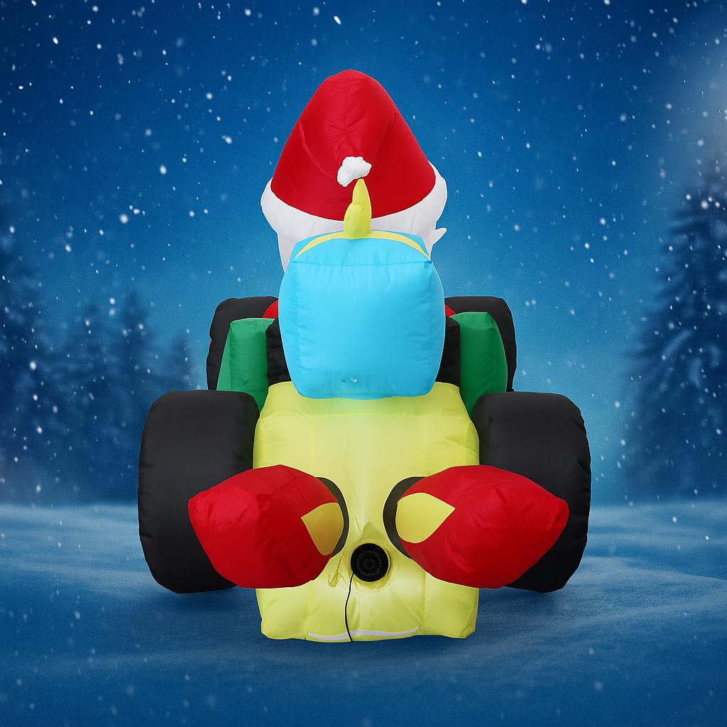 7.87FT Inflatable Toy Santa Race Car Festive Holiday Gift Xmas Christmas Decorations for Yard Christmas Supplies Home Ornaments