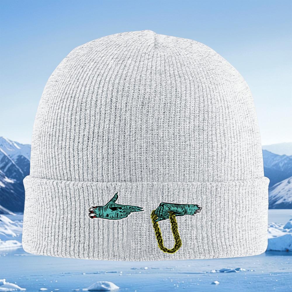 Gun Hand Holding Golden Chain Men Women Unisex Knitted Hat Beanie Pullover Cap Winter Thermal Warm Christmas Outdoor Cycling Hik