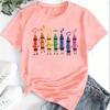 Mode Frauen süße Cartoon Crayon Print T Shirt lustige lässig O-Ausschnitt kurze Ärmel T-shirt Sommer weibliche T-Shirt