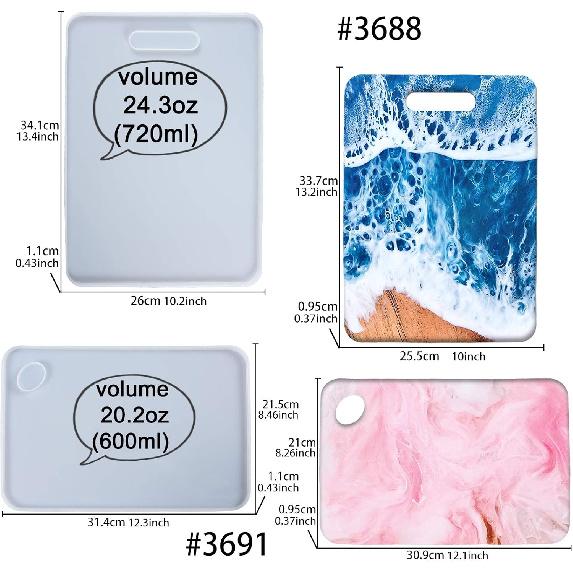 Cutting Board Epoxy Resin Silicone Molds for Serving Tray Platter Concrete Cement Clay, Extra Large 13inch Height