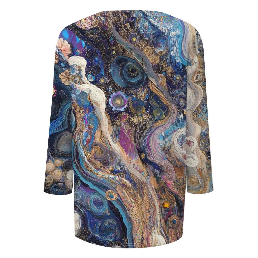 Dámské topy Tříčtvrteční rukáv Košile Výstřih do V Volná Ležérní košile Potisk Tričko