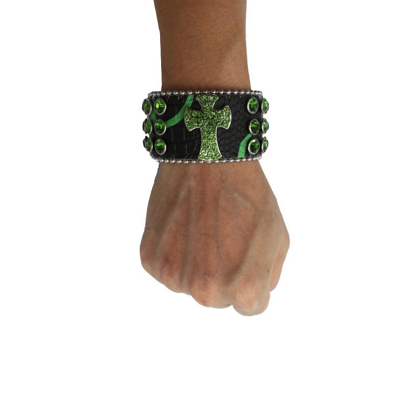 Trendy Personalized Rhinestone Bracelet Design Diamond-encrusted PU Leather Bracelet