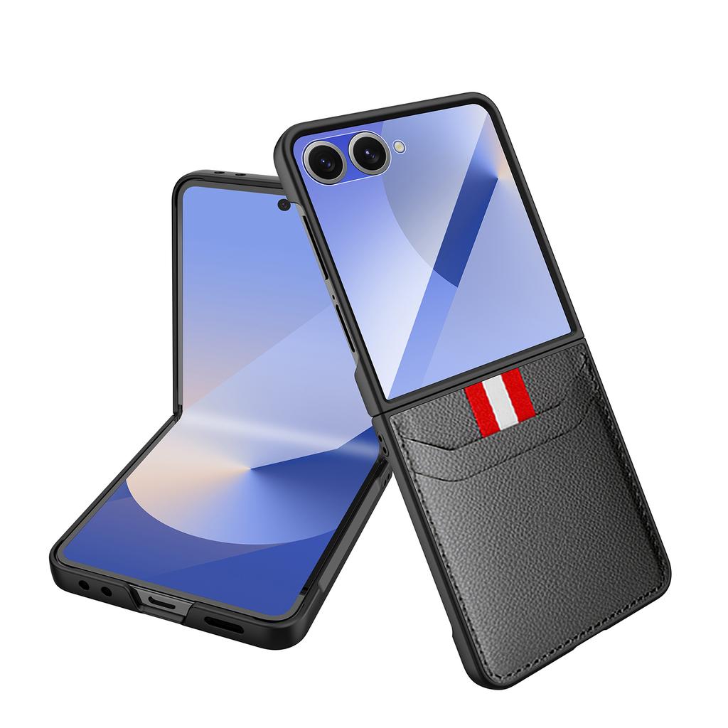 For Samsung Galaxy Z Flip 7 Case Luxury Lichee PU Leather Skin Card Protective Back Cover Case For Samsung Z Flip 7 6 5 4 Shell