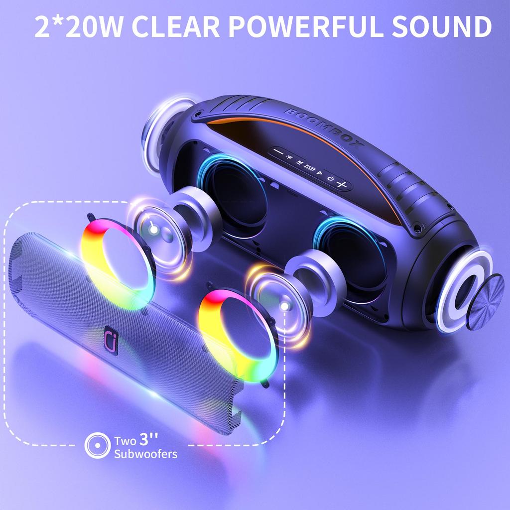 Karaoke Machine with Dual Microphones and Dazzling Lights,IPX5 Waterproof Bluetooth Speaker with Remote Control for Outdoor