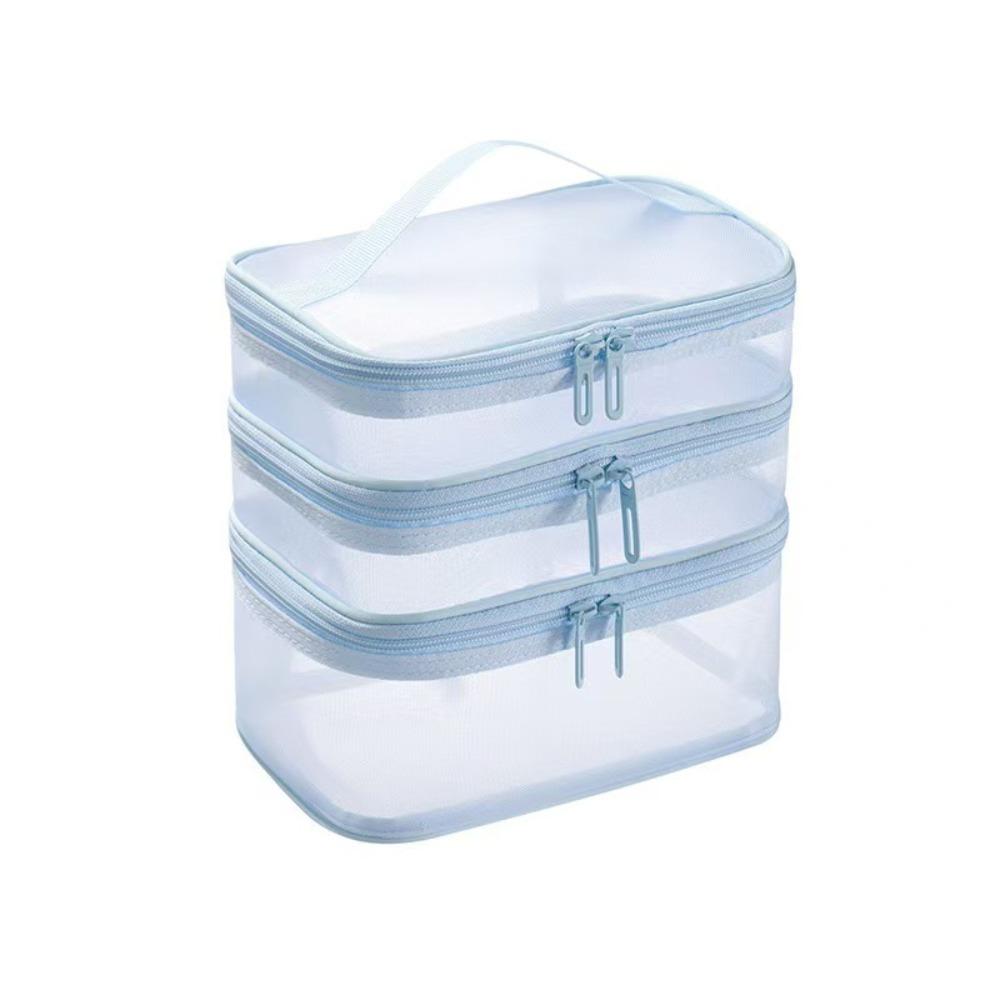 Transparent Mesh Travel Cosmetic Bag Large Capacity Storage Makeup Organizer Bag 2/3 layer Toiletry Bag Cosmetic Storage