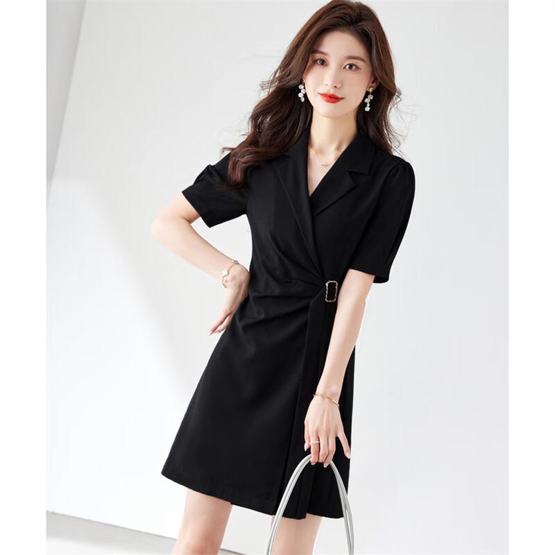 

Elegant Summer Short-Sleeve Blazer Dress L