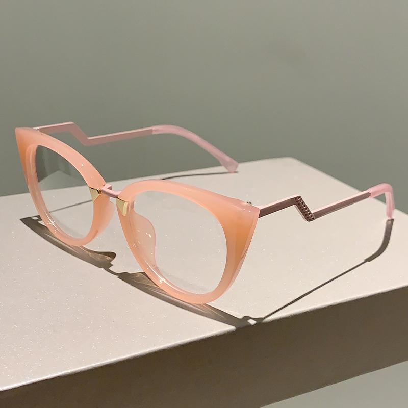 Oversized Cat Eye Glasses Frame Stylish Vintage Round Women Eyeglasses Trendy New Non-prescription Optical Eyewear