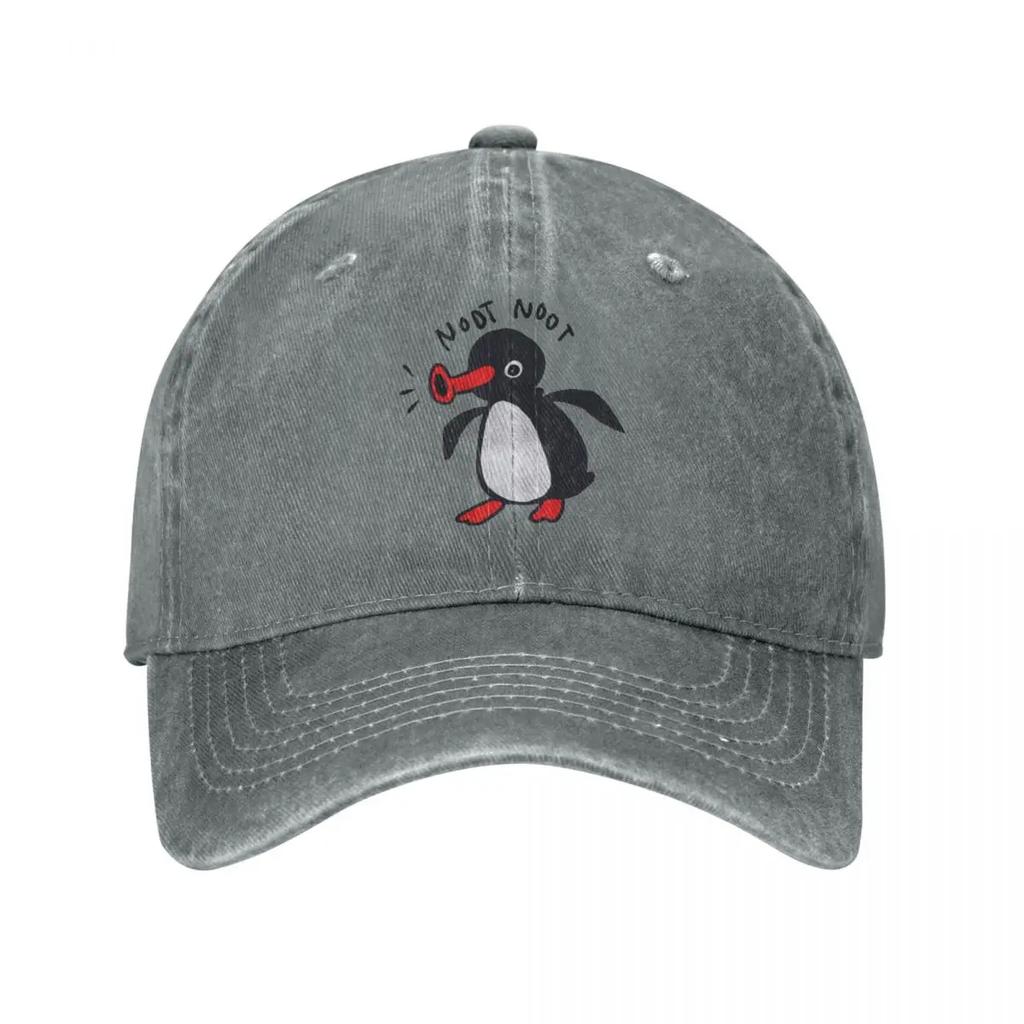 2026 Noot Noot Pingu Retro Funny Baseball Cap Vintage Distressed Denim Snapback Hat Men Women Outdoor Summer Adjustable Fit Caps